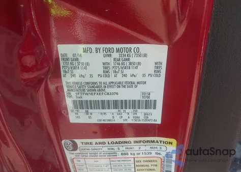 2014 Ford F-150 Xlt z USA, uszkodzony, nr VIN 1FTFW1EFXEFC83376